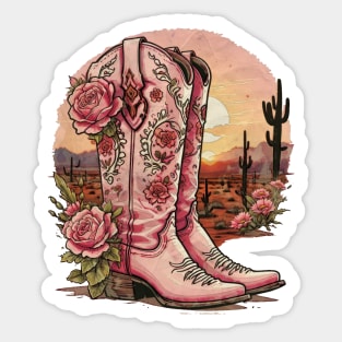 Cowgirl boots style, Expressing Your Inner Cowgirl with Unique Cowgirl Boots Art Sticker